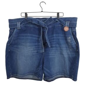 NWT Lane Bryant Girlfriend Jean Shorts Paperbag Waist Tie Front Denim Size 22